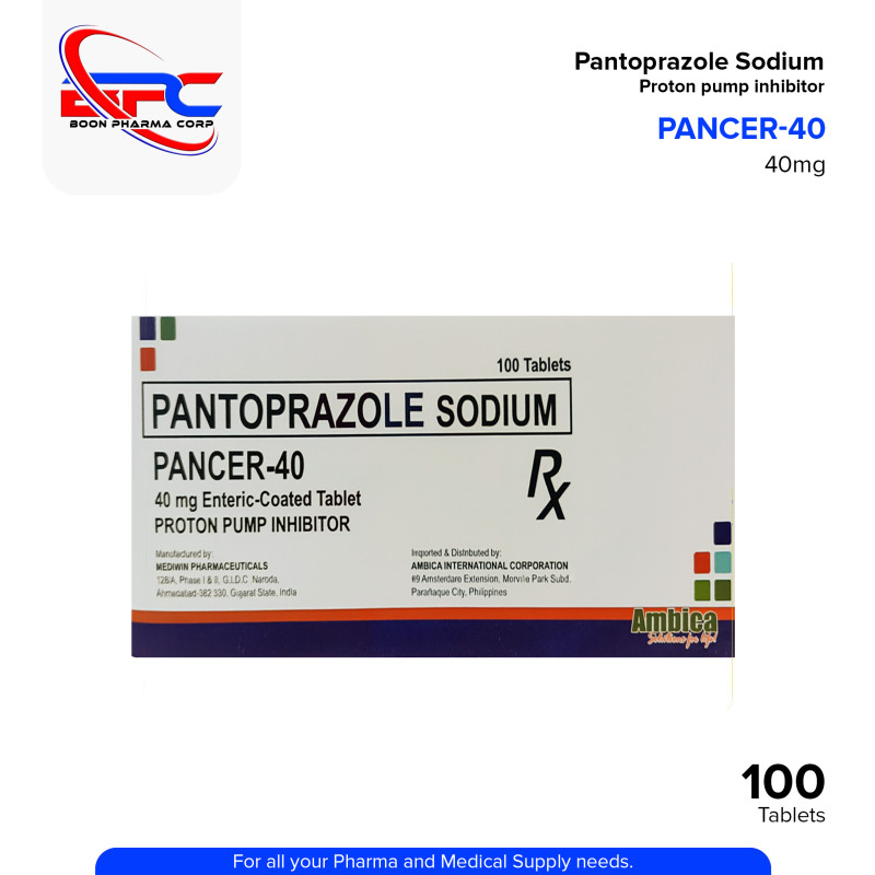 PANCER 40 Pantoprazole Sodium 40mg Enteric Coated Tablet 100's