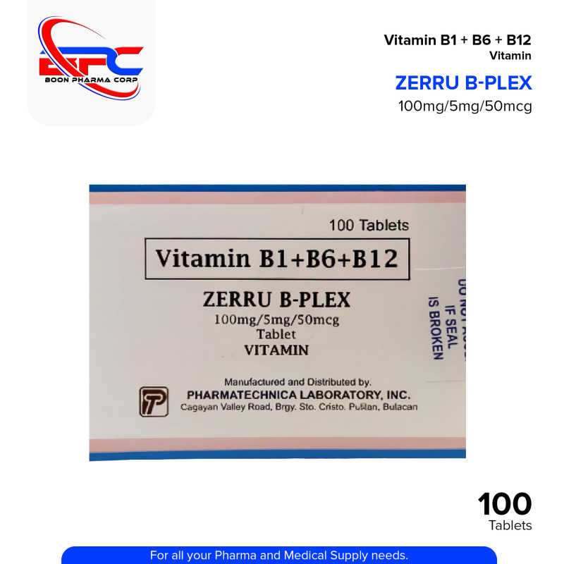 ZERRU B-PLEX Vitamin B1+B6+B12 Tablet 100's