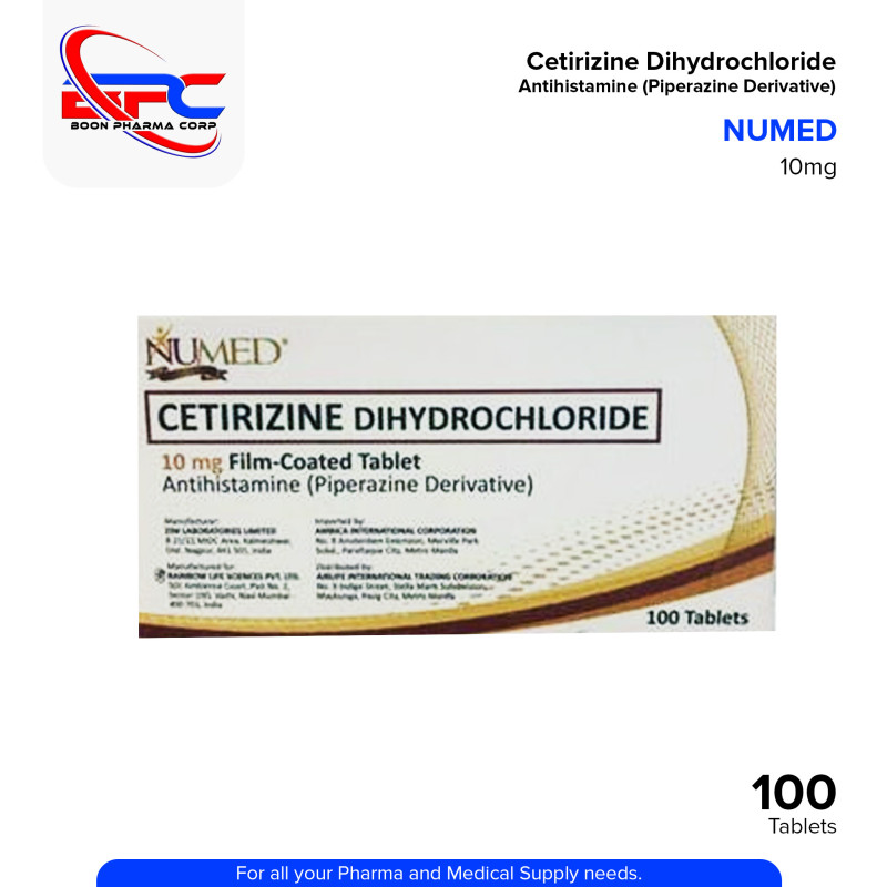 NUMED Cetirizine Dihydrochloride 10mg Film Coated Tablet 100's