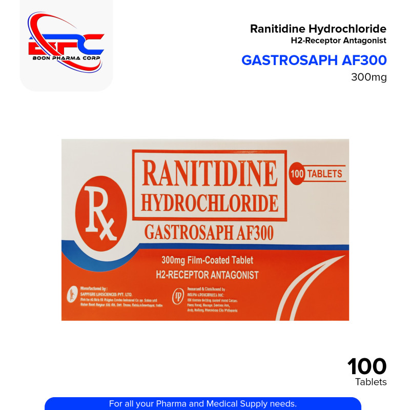GASTROSAPH Ranitidine Hydrochloride 300mg Film Coated Tablet 100's