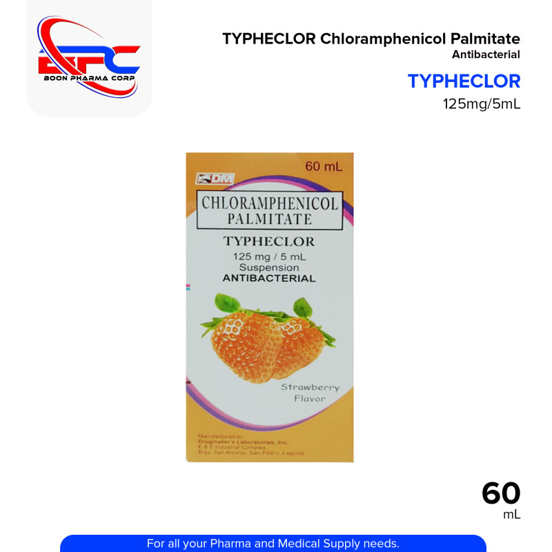 TYPHECLOR Chloramphenicol Palmitate Anti Bacterial 125mg/5ml Suspension 60ml