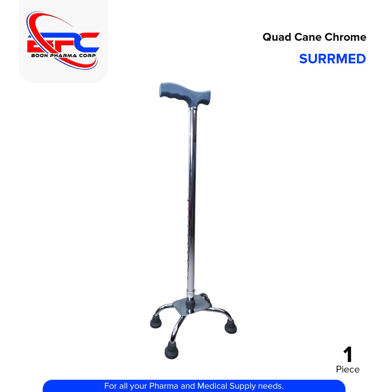 SURRMED Quad Cane Chrome Stable & Adjustable Walking Aid for Enhanced Mobility and Support 1's