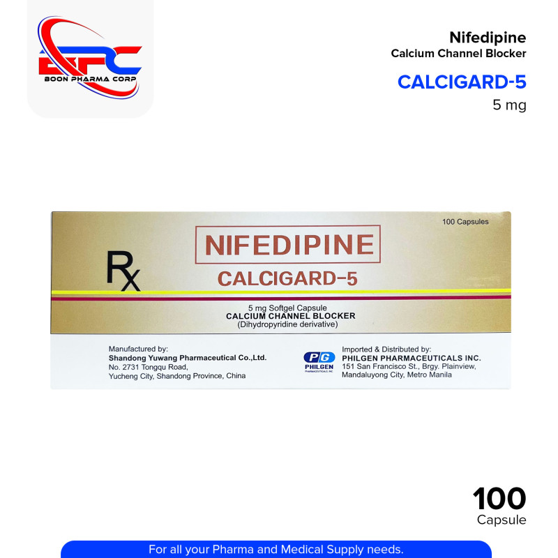 CALCIGARD Nifedipine 5mg Softgel Capsule 100's