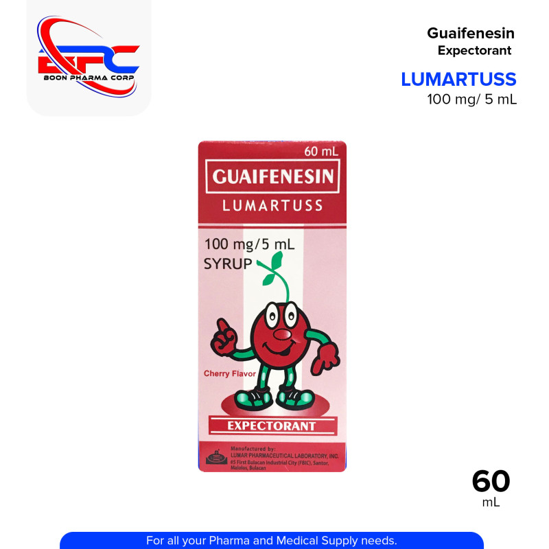 LUMARTUSS Guaifenesin Syrup Expectorant Cherry Flavor 60mL