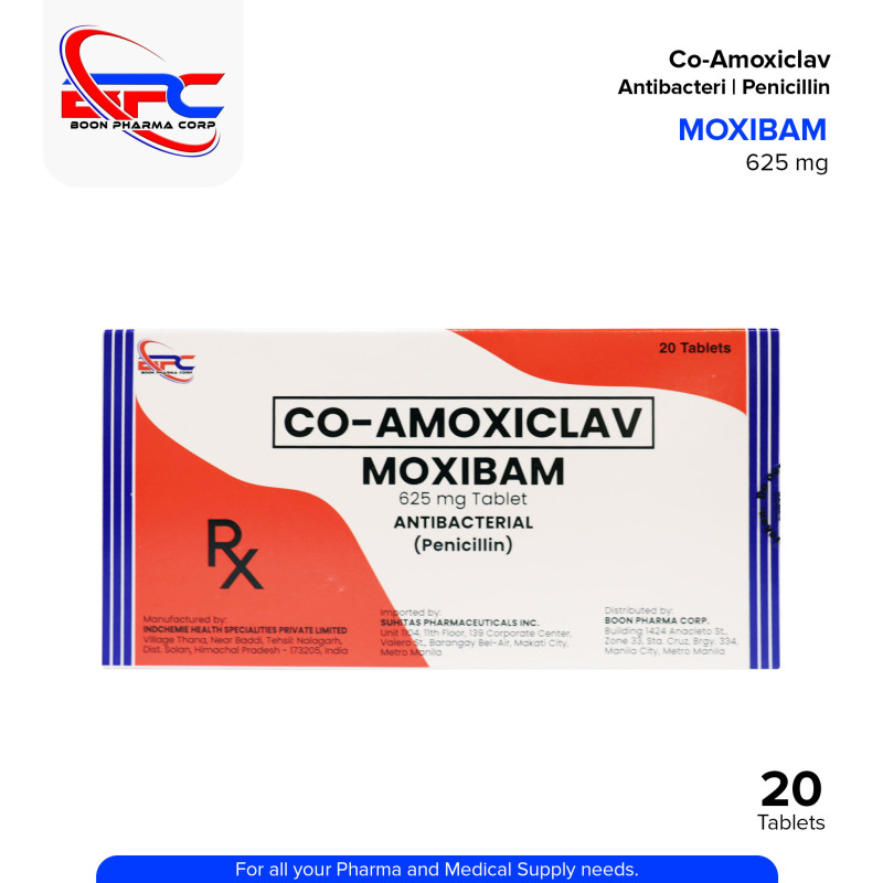 MOXIBAM Co-Amoxiclav 625mg Antibacterial (Penicillin) Tablet 20's