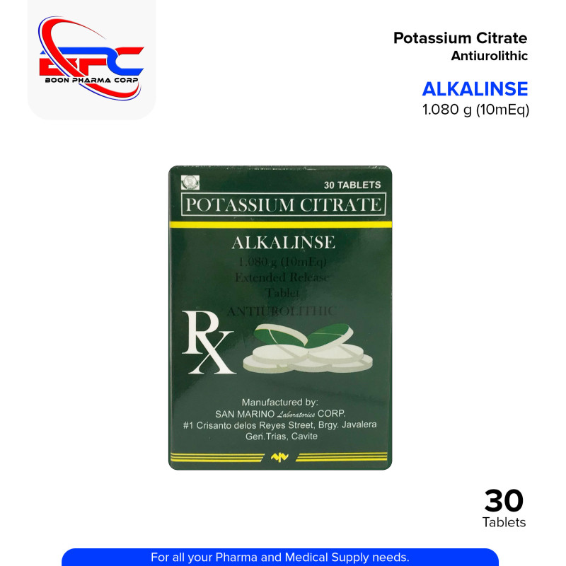 ALKALINSE Potassium Citrate 1.080g 10mEq Extended Release Tablet 30's