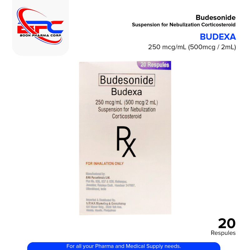 BUDEXA Budesonide 250mcg/ml 500mcg/2ml Suspension for Nebulization Corticosteroid Respules 20's