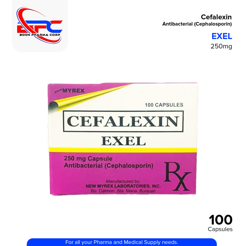 EXEL Cefalexin Anti Bacterial Cephalosporin 250mg Capsules 100's