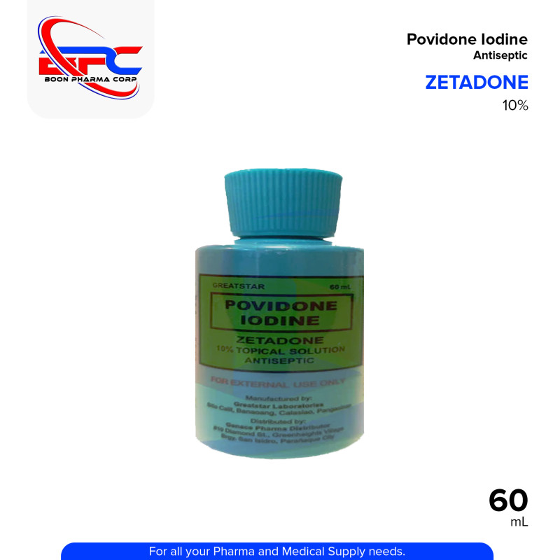 ZETADONE Povidone Iodine 10% Solution Antiseptic Piece 1's 60m