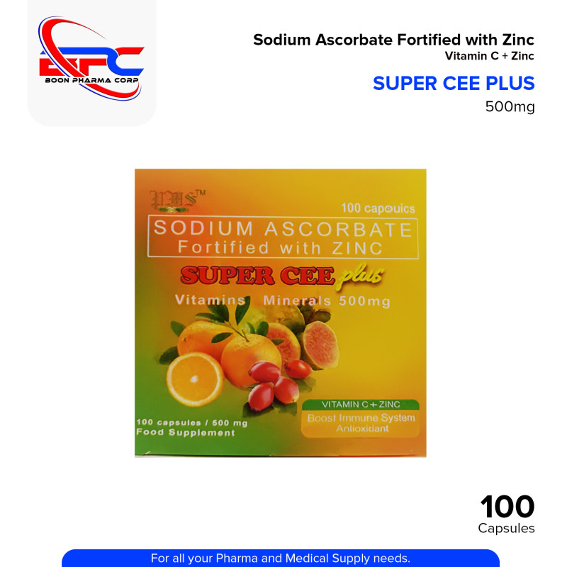 SUPERCEE PLUS Sodium Ascorbate Fortified with Zinc 500mg Capsule 100's