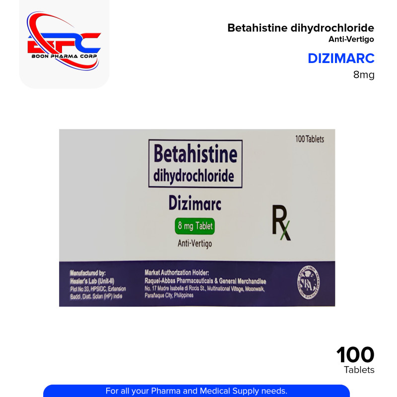 DIZIMARC Betahistine Dihydrochloride 8mg Aniti Verttigo Tablet 100's