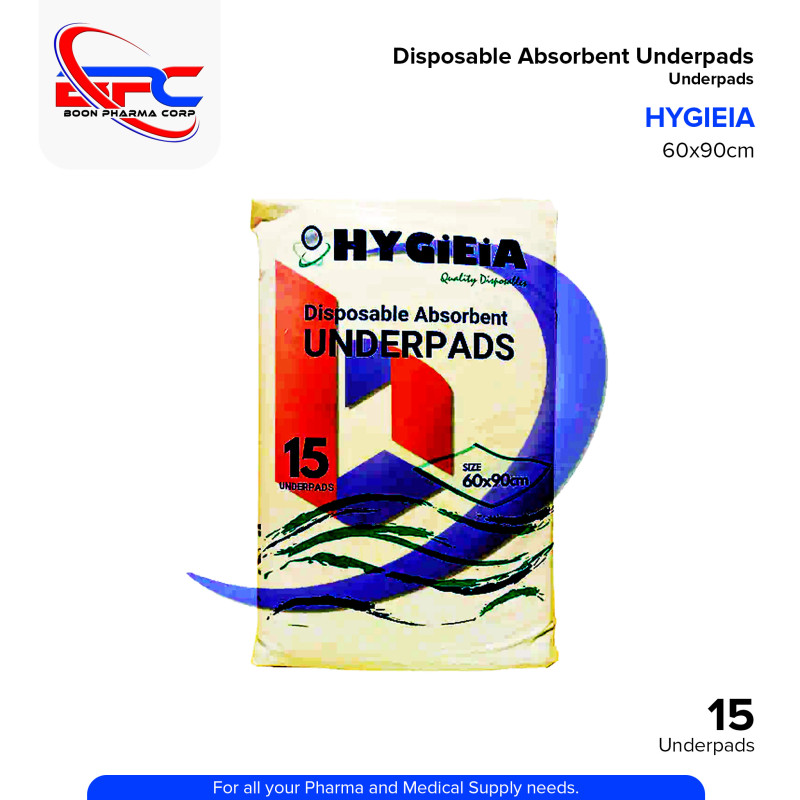 HYGIEIA Disposable Absorbent Underpads Size 60 x 90cm Underpads 10's