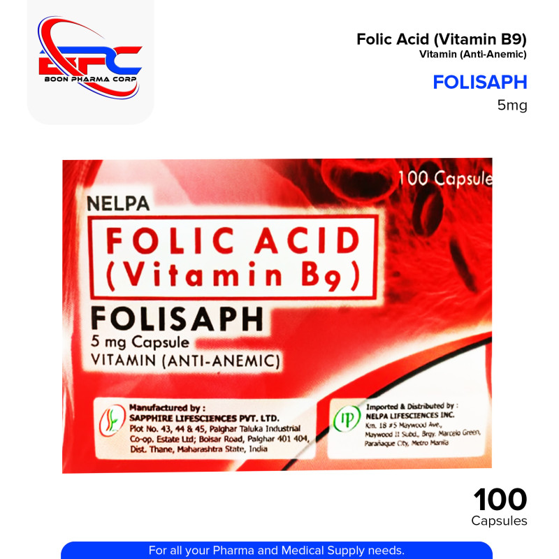 FOLISAPH Folic Acid 5mg Vitamin Capsule 100's