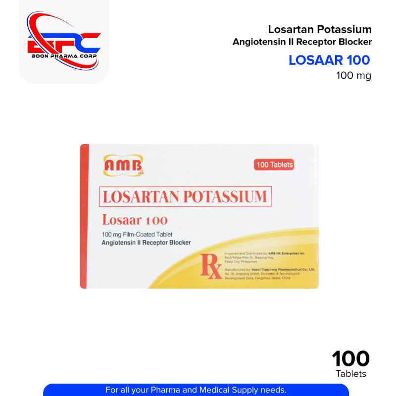 LOSAAR 100 Losartan Potassium 100mg Film Coated Tablet 100's