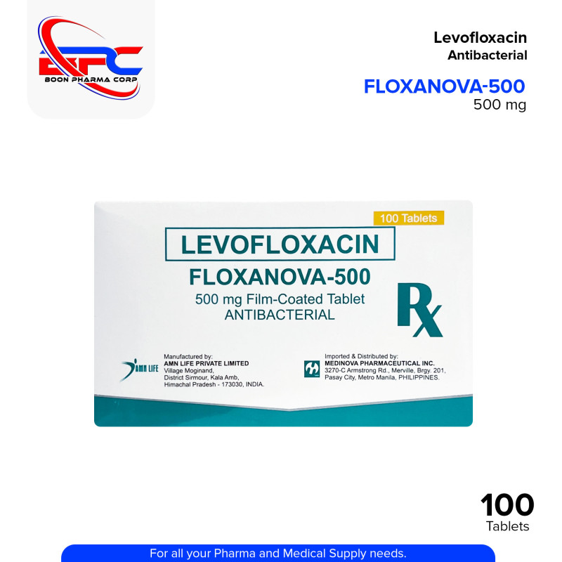 FLOXANOVA-500 Levofloxacin Antibacterial Film Coated Tablet 500 mg Tablet 100's