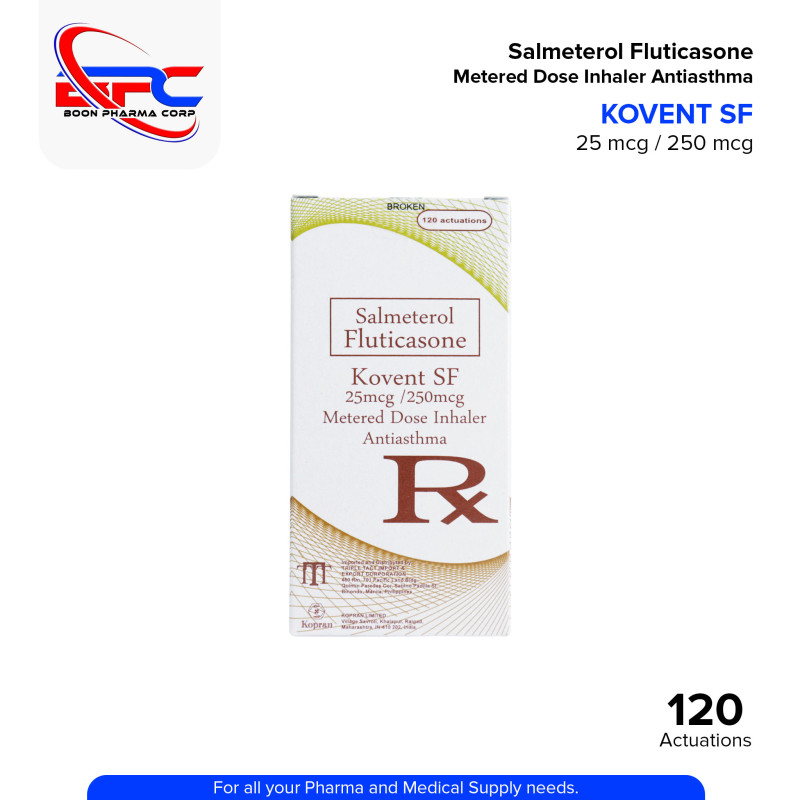 KOVENT SF Salmeterol Fluticasone 25 mcg 250 mcg Metered Dose Inhaler Anti Asthma Actuations 120's
