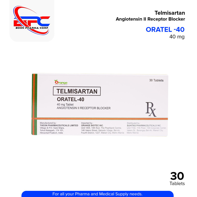 ORATEL-40 Telmisartan 40mg Tablet Angiotensin II Receptor Blocker Tablet 30's