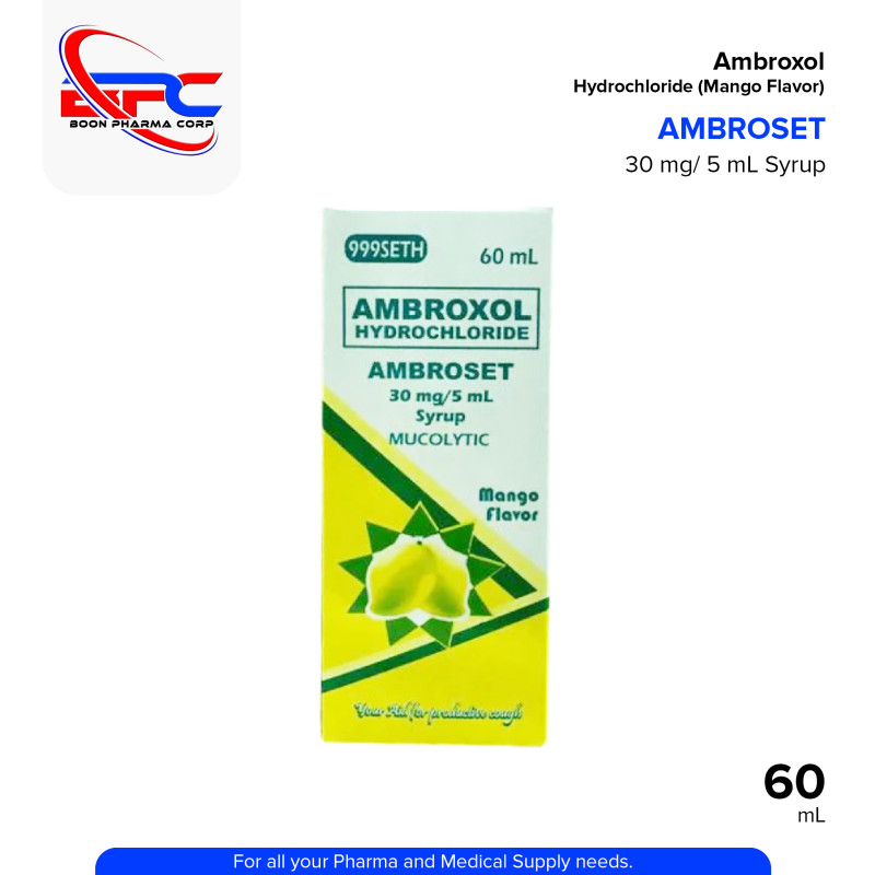 AMBROSET Ambroxol Hydrochloride 30mg / 5ml Syrup Mucolytic 60ml