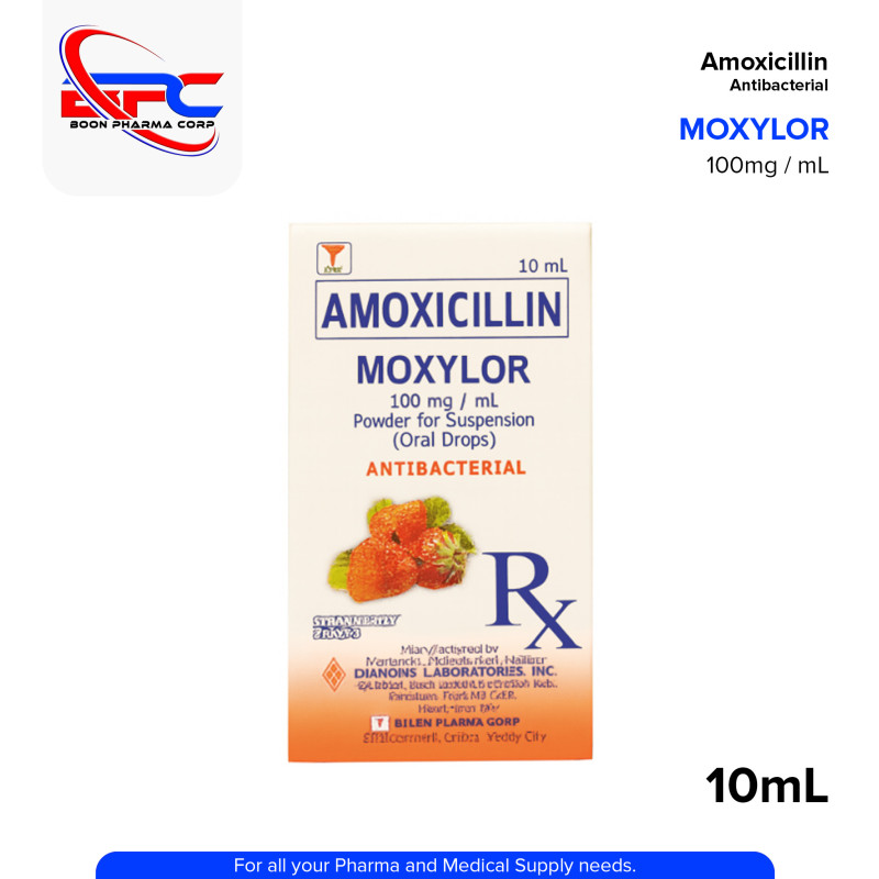 MOXYLOR Amoxicillin 100mg/ml Powder for Suspension Anti Bacterial (Oral Drops) 10ml