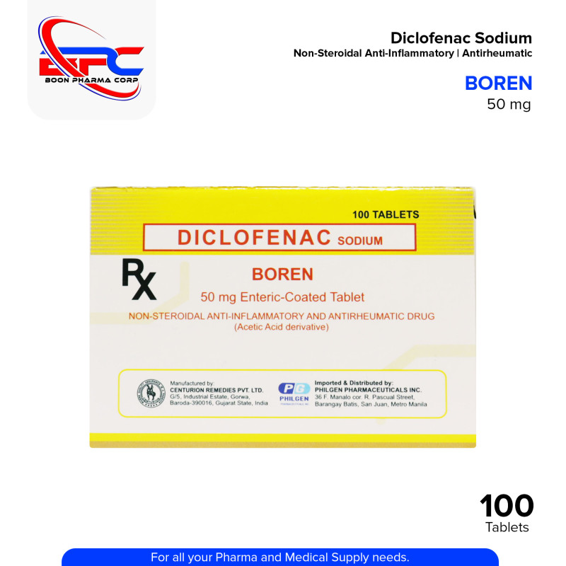 BOREN Diclofenac Sodium Non-Steroidal Anti-Inflammatory Antirheumatic 50mg Tablet 100's