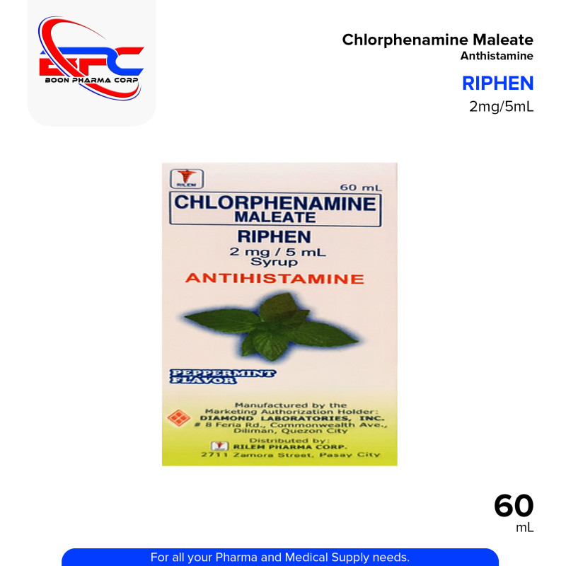 RIPHEN Chlorphenamine Maleate 2mg/5ml Syrup 60ml