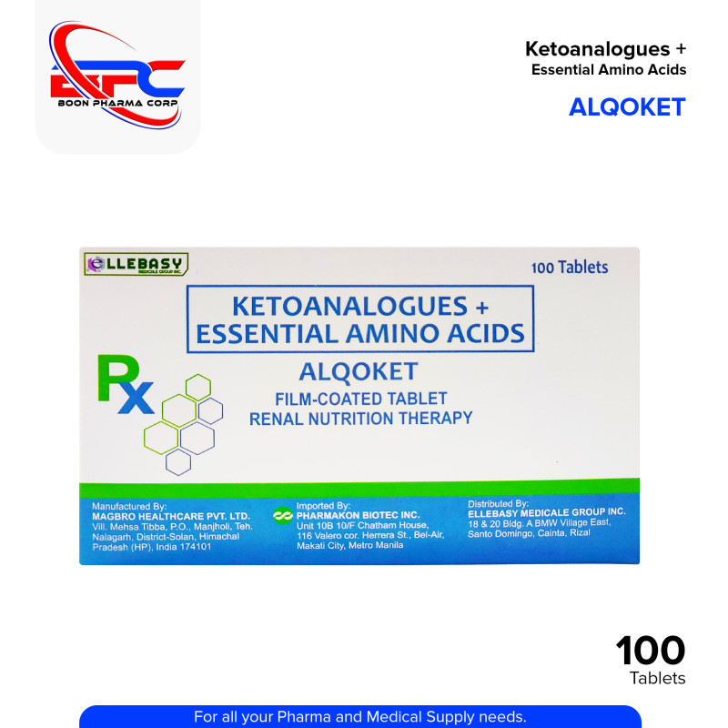 ALQOKET Ketoanalogues + Essential Amino Acids Renal Nutrition Therapy Film Coated Tablet 100's