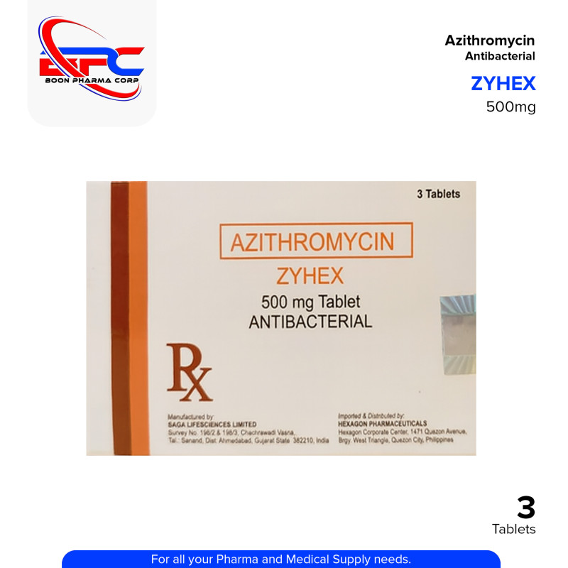 ZYHEX Azithromycin 500mg 3's