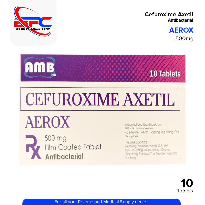 AEROX Cefuroxime Axetil 500mg Film Coated Tablet 10's