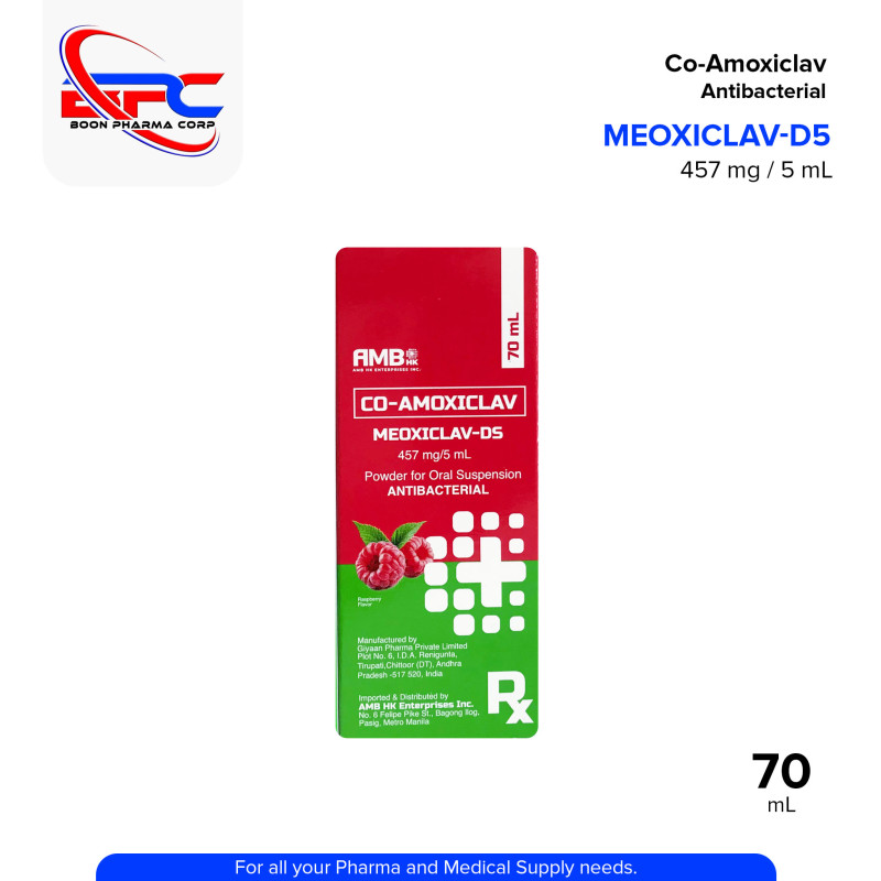 MEOXICLAV DS Co-Amoxiclav 457 mg . 5 mL Powder for Oral Suspension Antibacterial 70mL