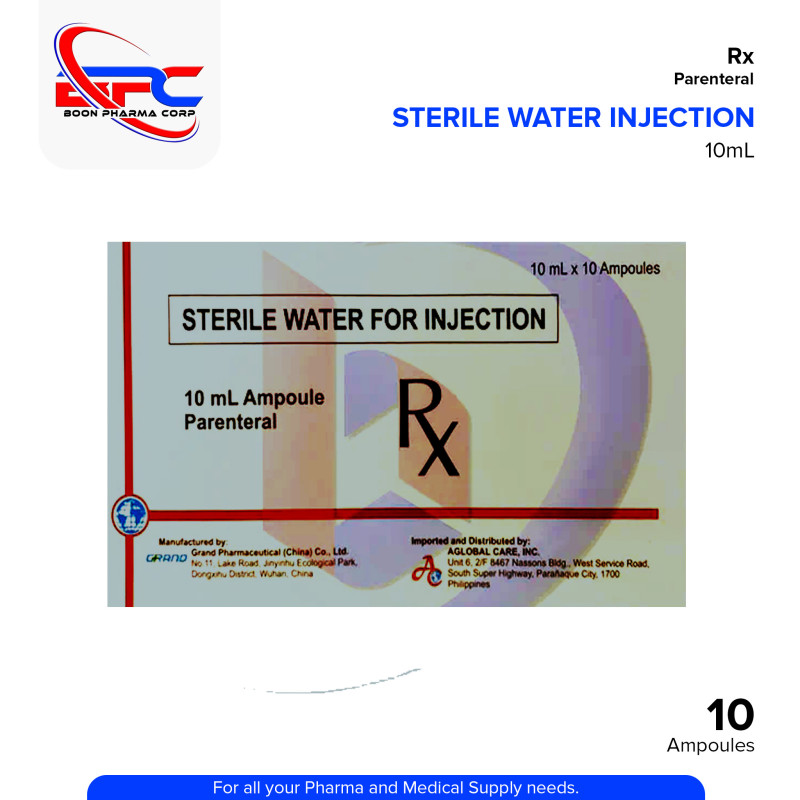 GRAND PHARMA Sterile Water for Injection 10ml x Ampoule 10's