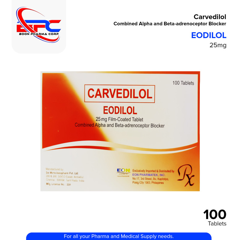 EODILOL Carvedilol 25mg Film Coated Tablet 100's