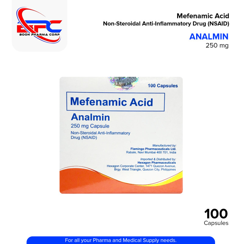 ANALMIN Mefenamic Acid 250 mg Non Steroidal Anti Inflammatory Drug NSAID Capsule 100's