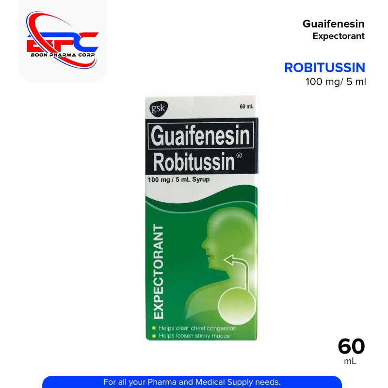 ROBITUSSIN Guaifenesin 100mg / 5ml Syrup 60mL