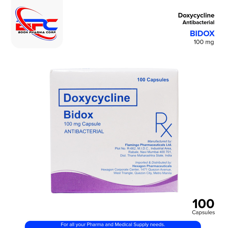 BIDOX Doxycyline Antibacterial 100 mg Capsule 100's