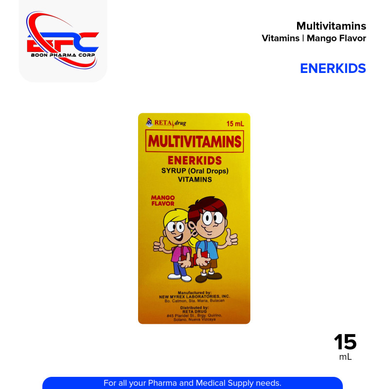 ENERKIDS Multivitamins Syrup Oral Drops Vitamins Mango Flavor 15 mL