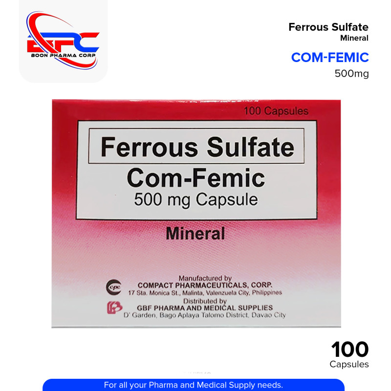 COM-FEMIC Ferrous Sulfate 500mg Capsule 100's