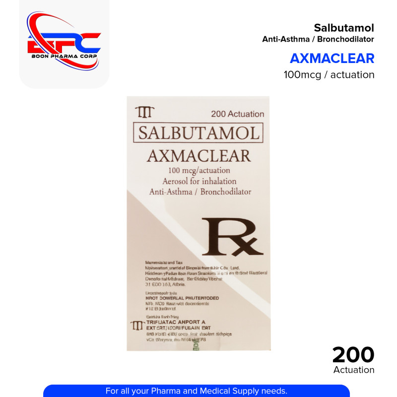 AXMACLEAR Salbutamol 100mcg/Actuation Aerosol for Inhalation 200's