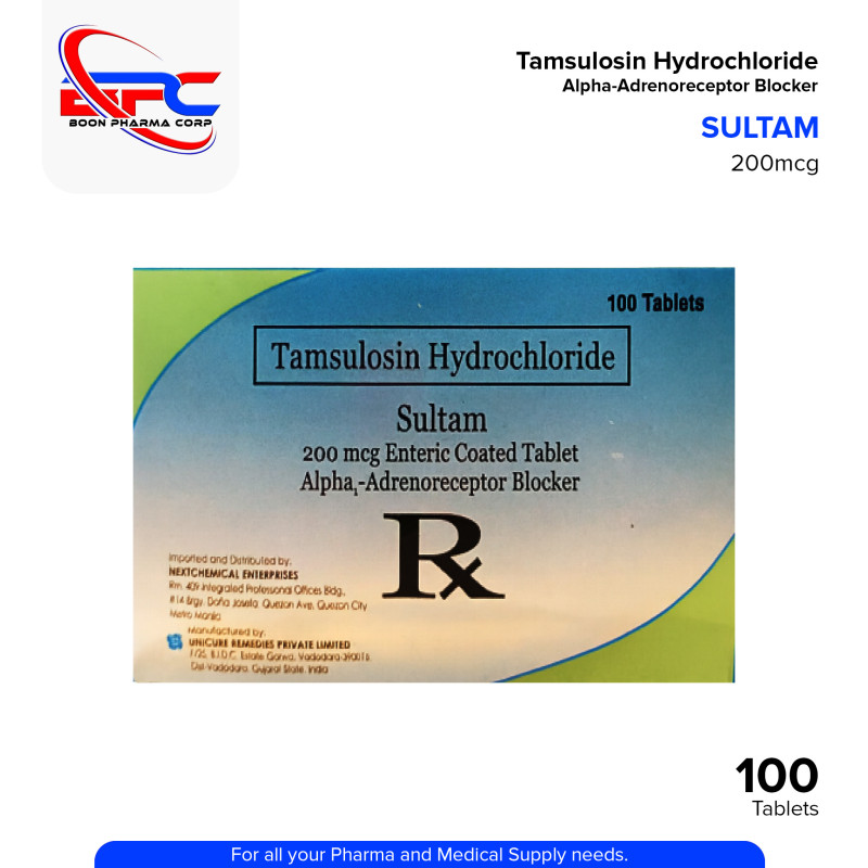 SULTAM Tamsulosin Hydrochloride 200mcg Enteric Coated Tablet 100's