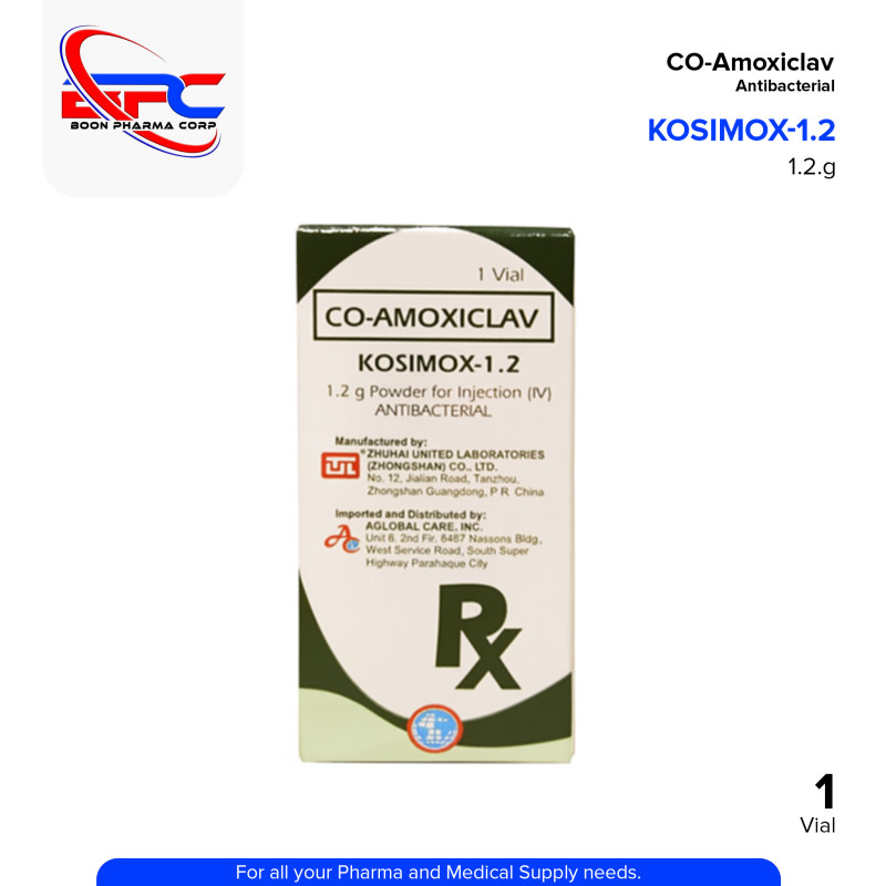 KOSIMOX Co Amoxiclav 1.2g Powder for Injection (IV) Antibacterial Vial 1's