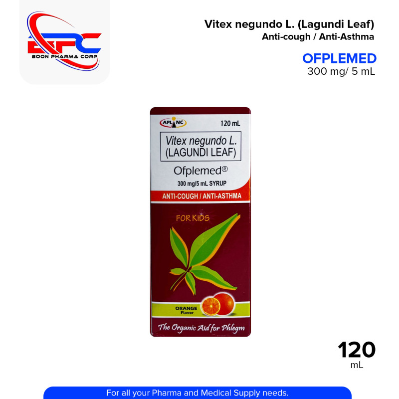 Vitex Negundo L Lagundi Leaf (Ofplemed) Orange Flavor 300mg/5ml Syrup 60ml
