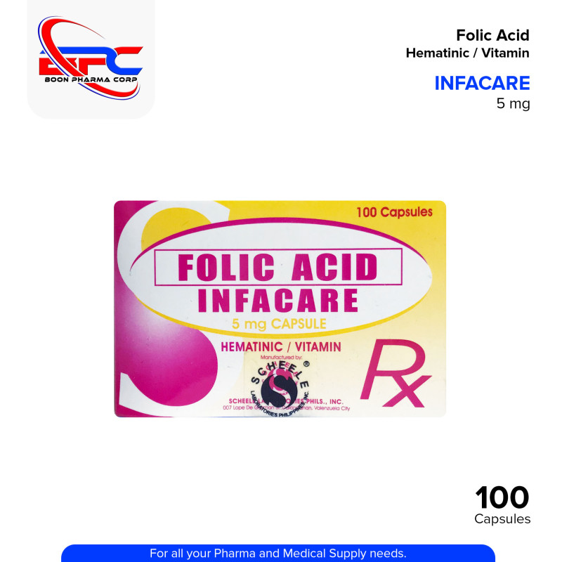 INFACARE Folic Acid Hematinic / Vitamin 5 mg Capsules 100's