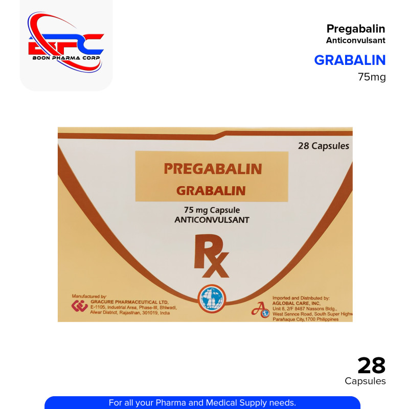 GRABALIN Pregabalin 75mg Anticonvulsant Capsule 28's