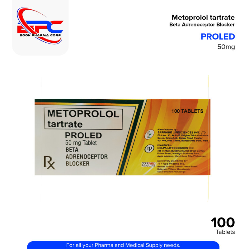 PROLED Metoprolol Tartate 50mg Tablet 100's